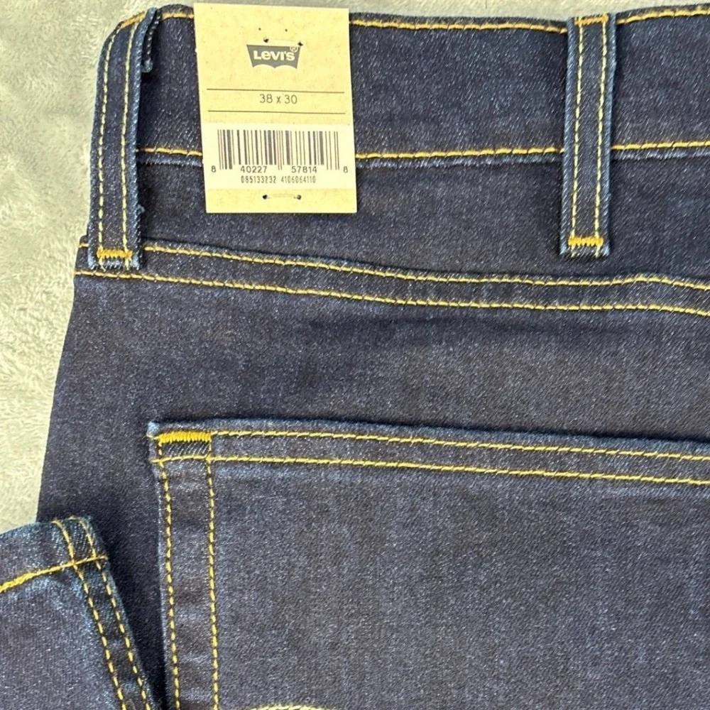 Levi Jeans Mens 38x30 513 Slim Straight Dark Indigo Stretch Denim NEW